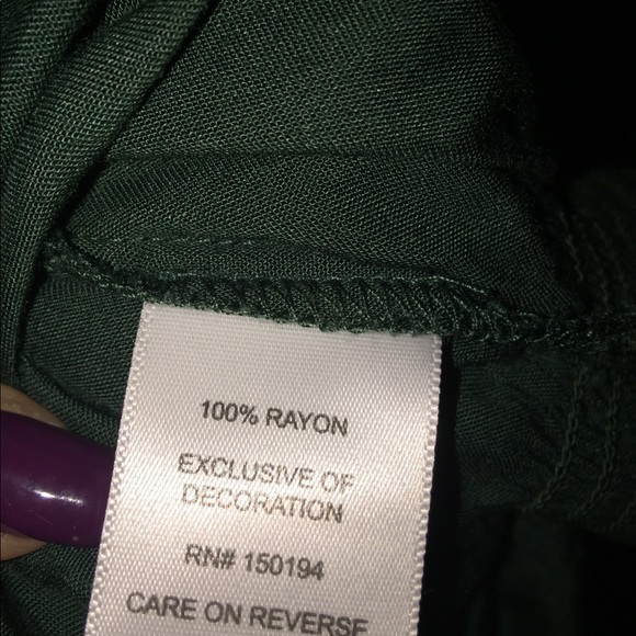 Living Doll size‎ small deep green flowy sleeve smocked waist soft casual dressy - Picture 7 of 8